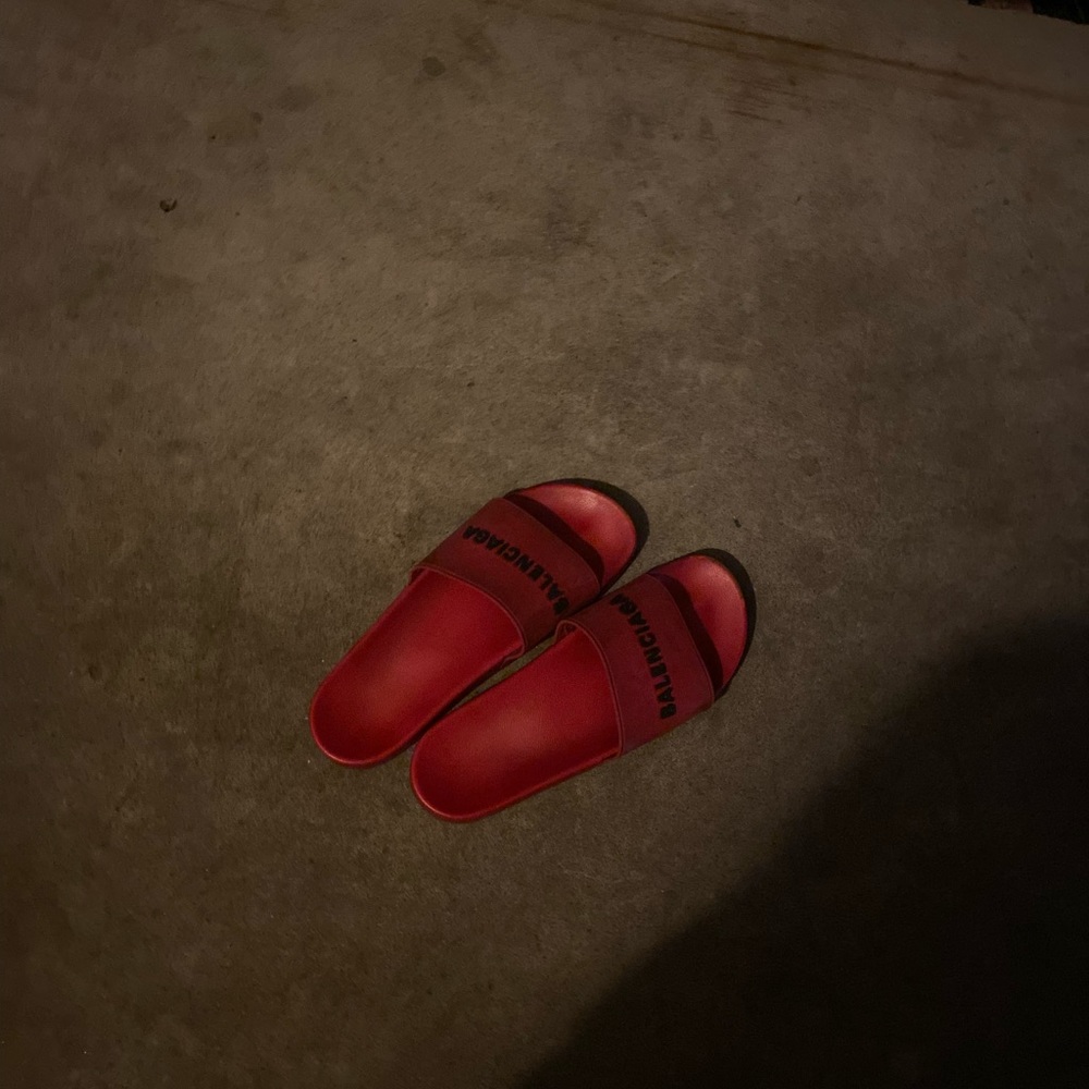 Red Balenciaga slides size 10.5